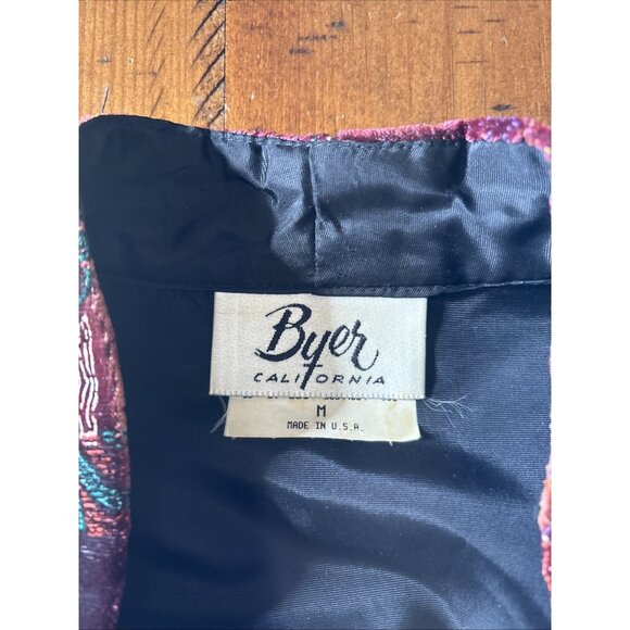 vintage byer california Blouse Burgundy Velvet Button Front Size Medium Cropped - Picture 4 of 7